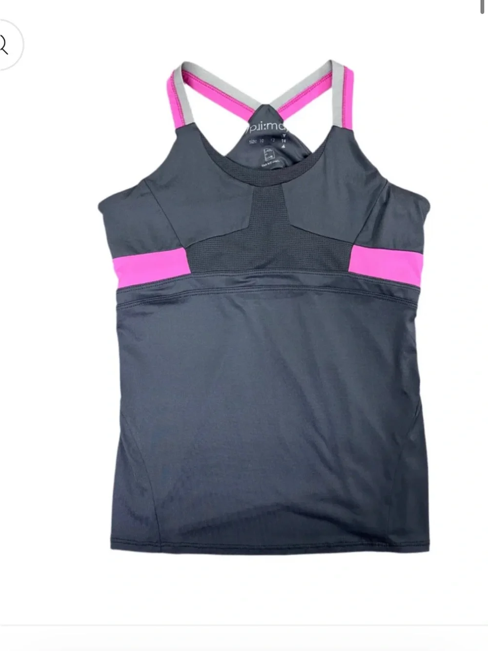 NWT Lucky In Love, size 10, jr girls racerback tank, grey and hot pink